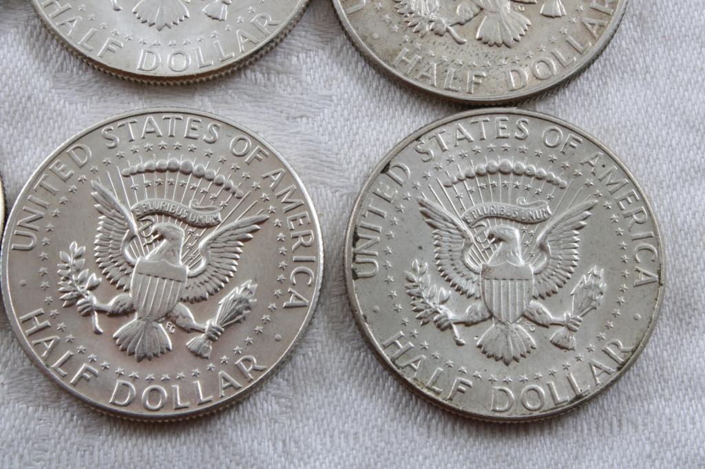 10 40% Silver 1968 & 1969 Kennedy Half Dollars