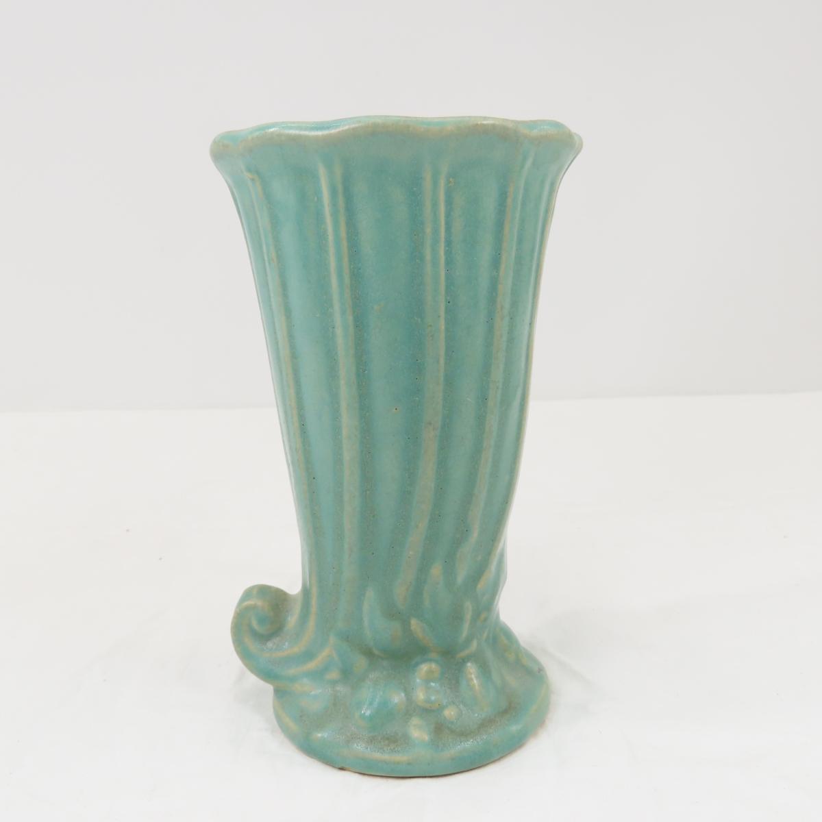 Antique Nelson McCoy 6" Brushed Cornucopia Vase