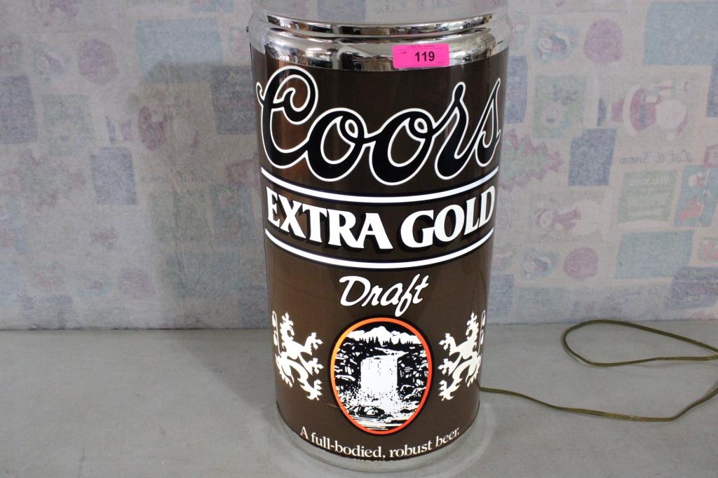 Coors Extra Gold Lighted Sign Working 26" Tall