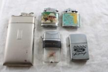 4 Lighters & 1 Combination Lighter Cigarette Case