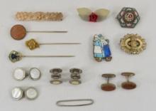 Antique jewelry, stick pins, micro mosaic pin