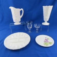 Antique pitchers, plates and glasses