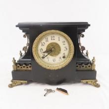 Antique Mantle Clock with Key- Works