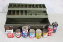 8 Oil Cans & Kennedy Tool Box