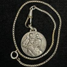 Vintage white metal watch chain