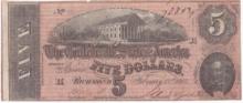 1864 Confederate States of America $5 banknote