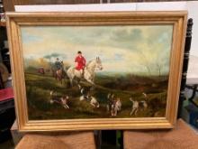 Framed Canvas Hunt Scene