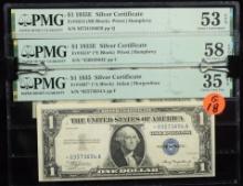 1935 & E $1 Silver Certificates 3 Notes PMG58-35 G18