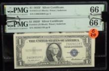 1935F Silver Certificates 2 Notes PMG66EPQ G20