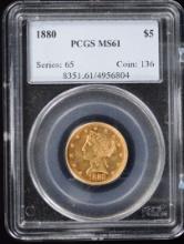 1880 $5 Gold Liberty PCGS MS-61