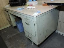 Vintage Steel Shop Desk / 60" X 30" X 29" Tall