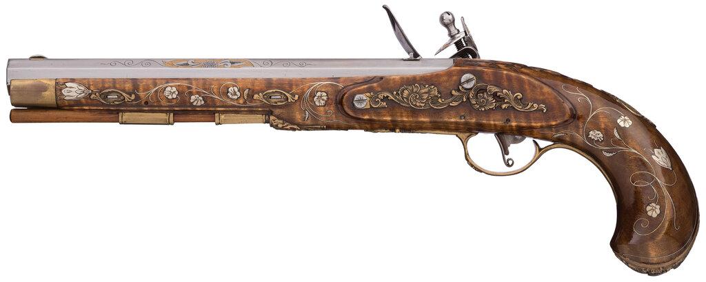 Pair of Flintlock Pistols by William Buchele