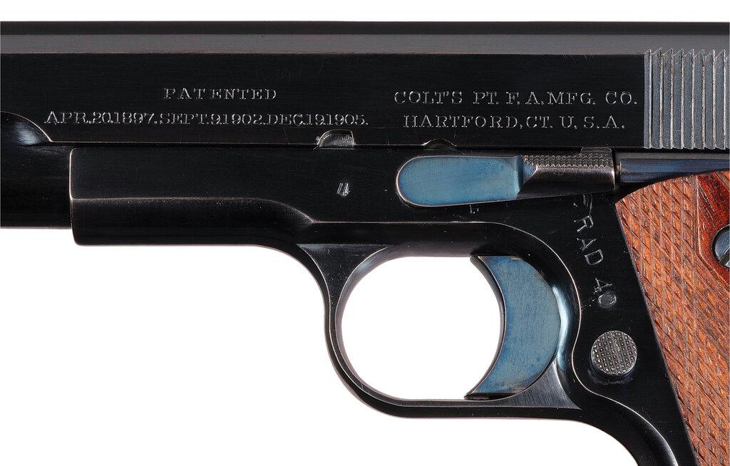 Experimental Colt Model 1910 9.8 MM Pistol Serial Number 4