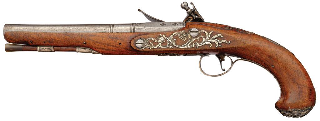 Revolutionary War Era Joiner Silver Mounted Flintlock Pistols