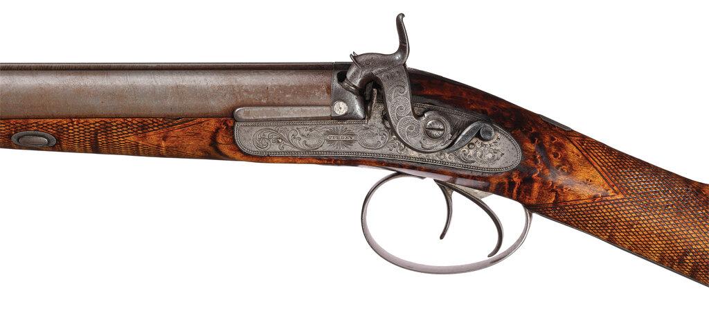 Early Purdey Double Barrel Percussion Shotgun with Maple Stock