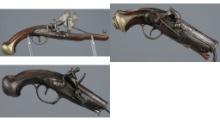 Two Antique Muzzleloading Pocket Pistols and an Eprouvette