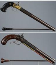 Two Long Barreled Percussion Pistols or "Buggy Rifles"