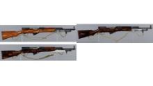 Three Soviet Tula Arsenal SKS Semi-Automatic Rifles