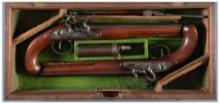 Case Pair of Flintlock Dueling Pistols by Collis of Oxford
