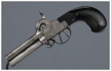 Engraved Belgian Swivel Breech Four-Shot Pistol
