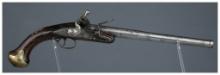 Engraved Peel Flintlock Turn-Off Pistol