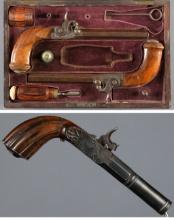 Three Engraved Antique European Percussion Pistols