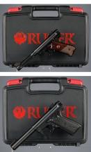 Two Ruger Semi-Automatic Rimfire Pistols with Cases