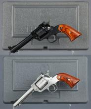 Two Ruger New Bearcat Single Action Revolvers with Cases