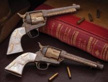 Two Cattle Brand Engraved Colt Single Action Army Revolvers