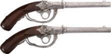 Pair of Rare Danish Loebnitz Patent 1841 Breech Loading Pistols