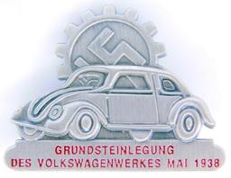 German WWII 1938 Volkswagen VW Ground Breaking Plant Works Badge
