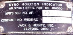 Jack and Heintz Gyro Horizon Indicator, JH6500-A