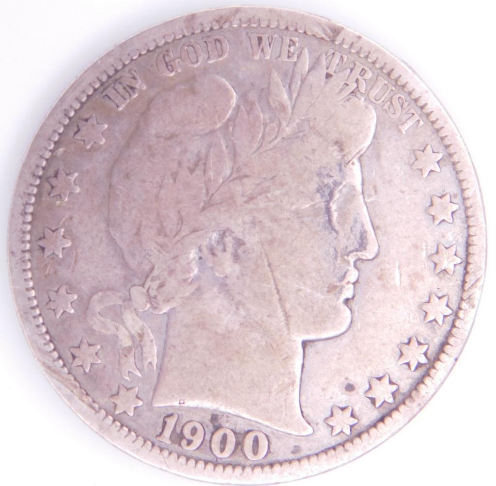Barber Silver Half Dollar Coins, (4)