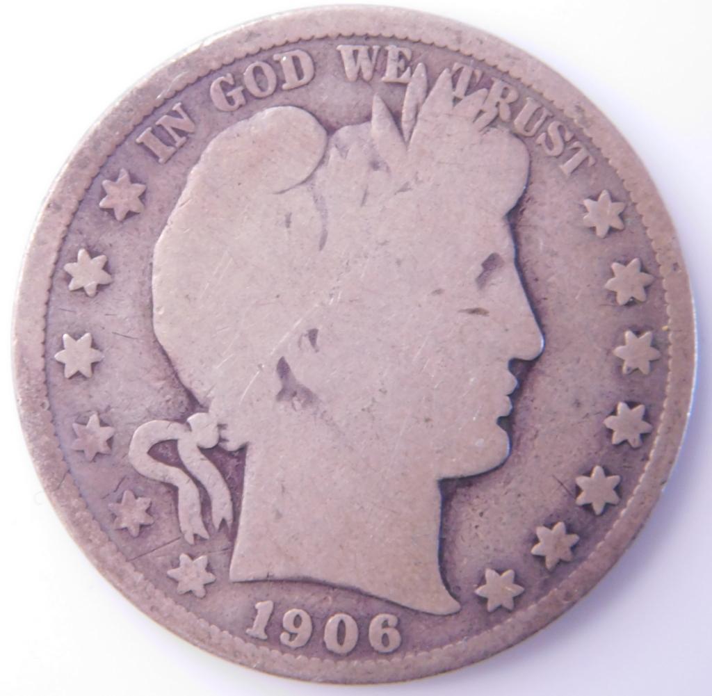 Barber Silver Half Dollar Coins, (4)