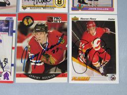 1990's NHL Hockey Stars Signed Card Lot (8) Bure, Roenick, Belfour, Modano++