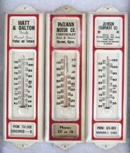 Lot (3) Vintage Metal Advertising Thermometers- Chevrolet, Pontiac, International Harvester
