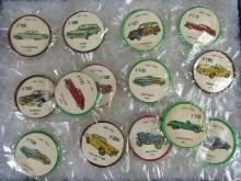Lot (14) Vintage 1960's Jello Automobile coins sealed in Package