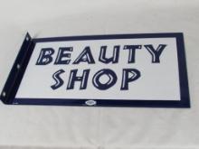 Outstanding NOS Marvy #1223 Beauty Shop Double Sided Porcelain Flange Sign