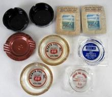 Lot (9) Antique/ Vintage Advertising Ashtrays- All Gas & Oil, Auto- Phillips 66, Esso, Chevy++
