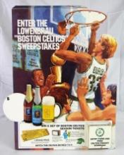 Excellent Vintage Lowenbrau Beer Larry Bird Boston Celtics Easelback Cardboard Sign