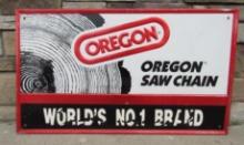 Vintage Oregon Chainsaws Embossed Metal Dealer Sign