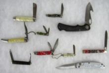 Lot (10) Vintgage Folding Knives. Camillus, Buck Creek, Imperial, AUS-8