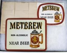 Excellent Vintage Metbrew Non-Alcoholic Near Beer Metal Sign