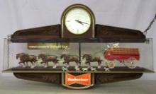 Excellent Vintage Budweiser Beer Champion Clydesdale Lighted Bar Sign with Clock!