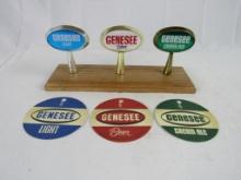 Vintage Genesee Beer Tap Handle Set (3) + Matching Coasters!