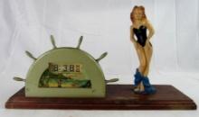 Rare c. 1940's Electric Clock- "Hawaii" Theme w/ Bathing Beauty- by Television Clock Co.