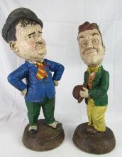 Vintage Laurel & Hardy Chalkware Statues 20" & 22"