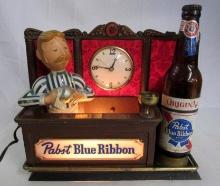 Vintage 1950's/60's Pabst Blue Ribbon Metal Advertising Bar Statue/ Clock