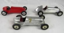 Lot (3) Antique Cast Aluminum Indianapolis 500 Roadster/ Racers