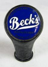 Rare Original Antique Beck's Beer Tap Handle w/ Porcelain Enameled Logo